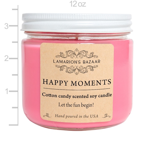 "HAPPY MOMENTS" - Cotton Candy Scented Candle - 100% Soy - Handmade - Picture 5 of 8